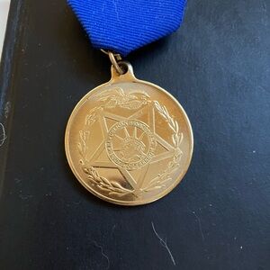 Gold Medal with Blue Ribbon